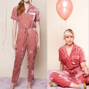 Rachel Antonoff Pink Velour Jumpsuit